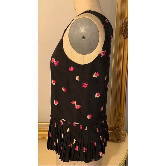 Rebecca Taylor | Mia Pleat Top Sleeveless V-Neck Silk/Spandex Floral - Picture 11 of 12